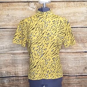 St. John Cheetah Print Short Sleeve Santana Knit S